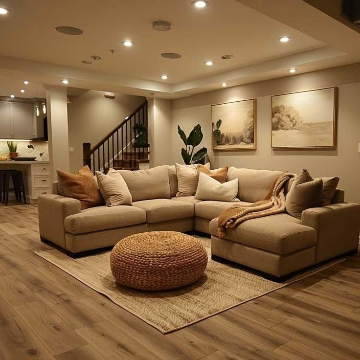 Standing water on the floor of a flooded basement
