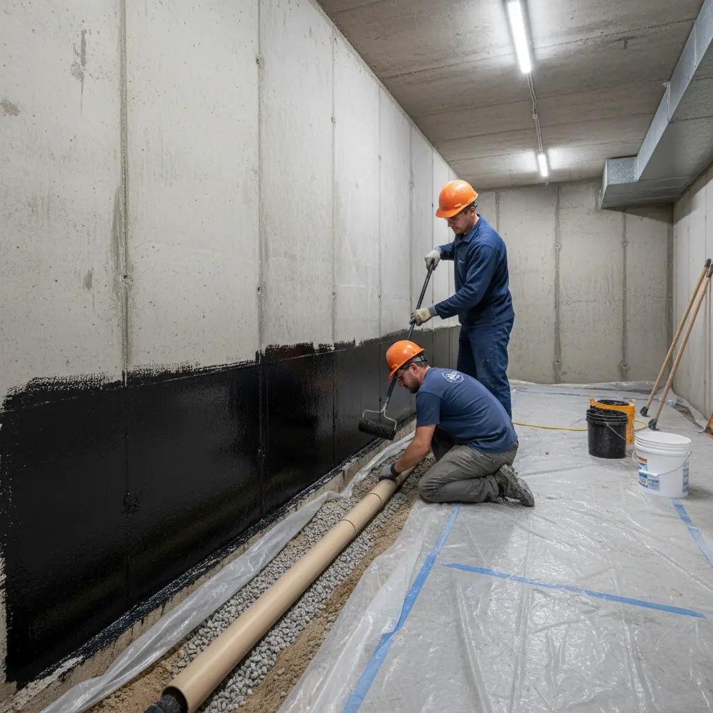 Basement drain tile and sump pump installation
