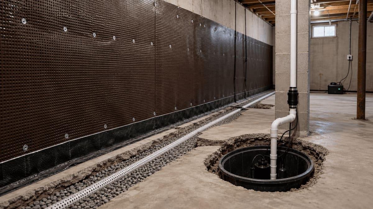 Flooded basement before repair